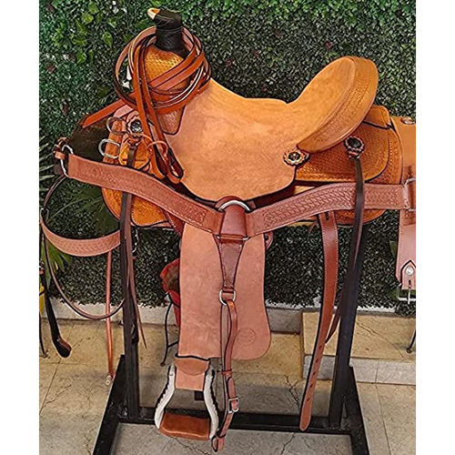 Leather Roping Ranch Work Horse Western Saddle - Color: Brown