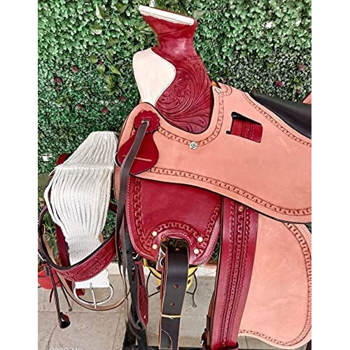 Red Modern Western Leather Roping Ranch Work Horse Saddle