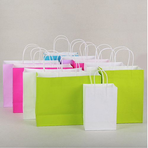 Coloured White Bleach Paper Bag - Coated Paper, Flexiloop Handle, Custom Designs & Patterns