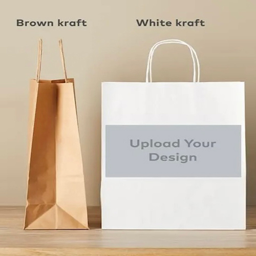Brown Kraft and White Bleach Paper Bag - Kraft Paper, Flexiloop Handle | Eco-Friendly Design for Versatile Packaging Solutions