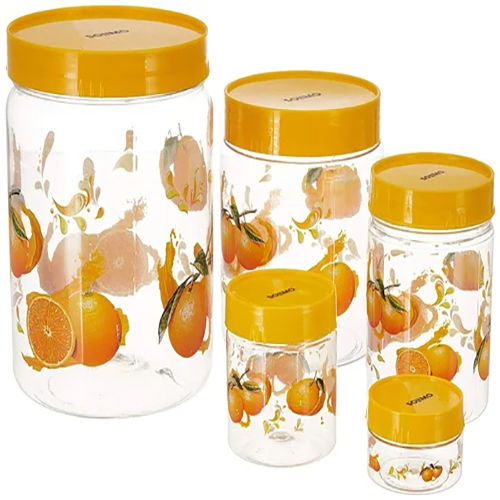 Yellow Printed Plastic Food Container Set