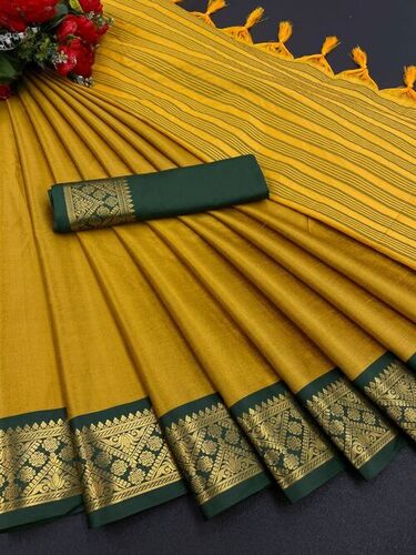 Dixa Mustard Cotton Silk Saree
