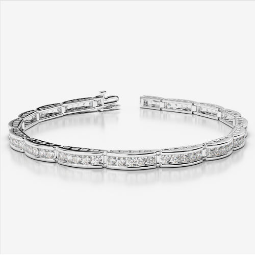 महिलाओं के लिए Moissanite 10k व्हाइट गोल्ड में डायमंड ब्रेसलेट चैनल सेटिंग