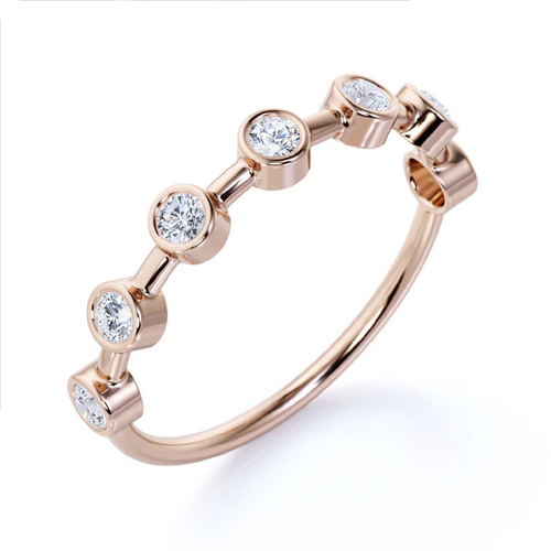 Bezel Set Diamond Bands In Lab Grown Diamonds 18K Rose Gold 0.35 Ct Diamond Clarity: Si2