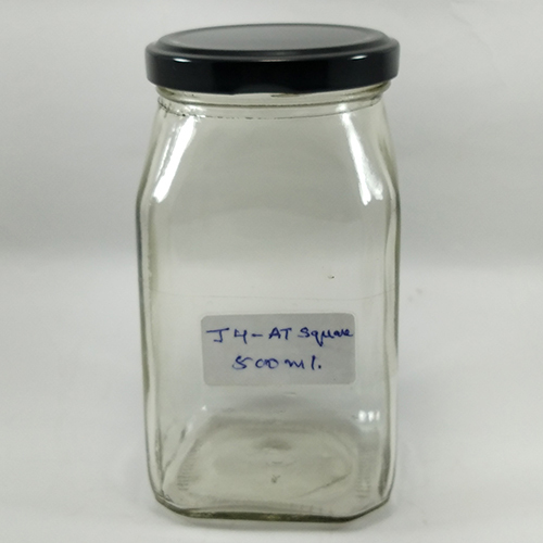 Polished 400 ml AT Glass Square Jar
