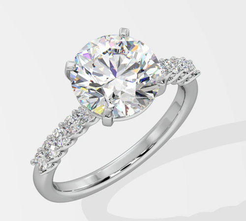 Solitaire Diamond Ring With Side Accents In Lab Grown Diamond 14K White Gold 1.5 Ct Diamond Clarity: Si2