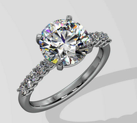 Solitaire Diamond Ring With Side Accents In lab Grown Diamond 14k White Gold 1.5 CT