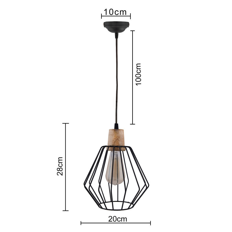 black metal cubist cage wood art pendant hanging ceiling lights vintage light