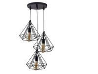 3 Light Metal Hanging Pendant Light - Vintage Style, Black Finish | Durable Metal, Elegant Design, Easy Installation, Bright Illumination