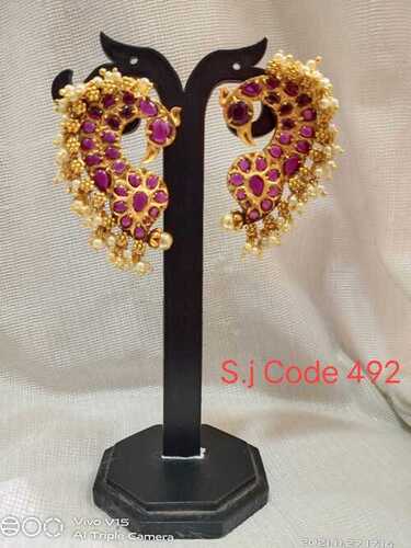 PEACOCK STYLE POLKI EARRING