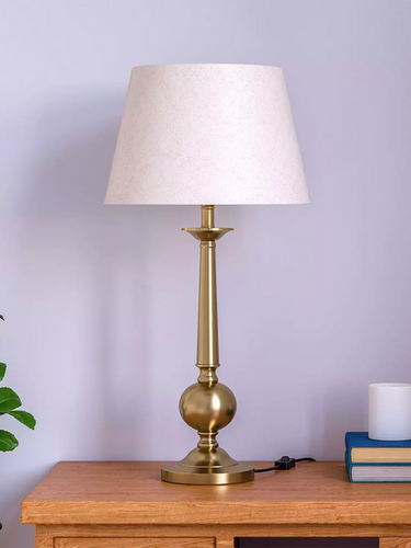 Brass Antique Gold Table Lamp With 12 Inches Off White Lamp Shade at ...