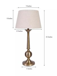 Brass antique gold table lamp with 12 inches off white lamp shade