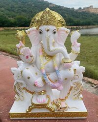 White Marble Ganpati Sculpture