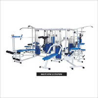 12 Station Multi Gym Equipment - Mild Steel, Blue Seat | Adjustable Resistance Weight Stack, Ideal for Endurance, Strength Gain, Muscle Toning