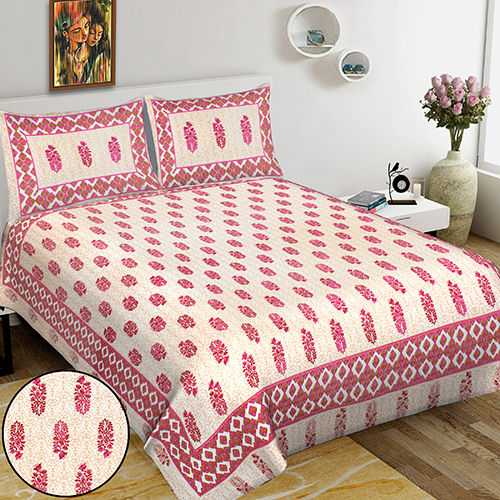 White-Red Cotton Bed Sheet