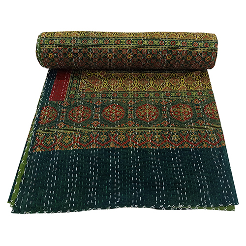 Cotton Printed Kantha Quilt Size: Full