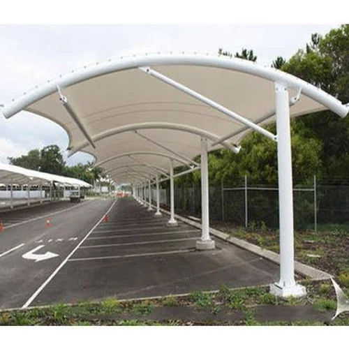 White Car Parking Tensile Structure Canopy