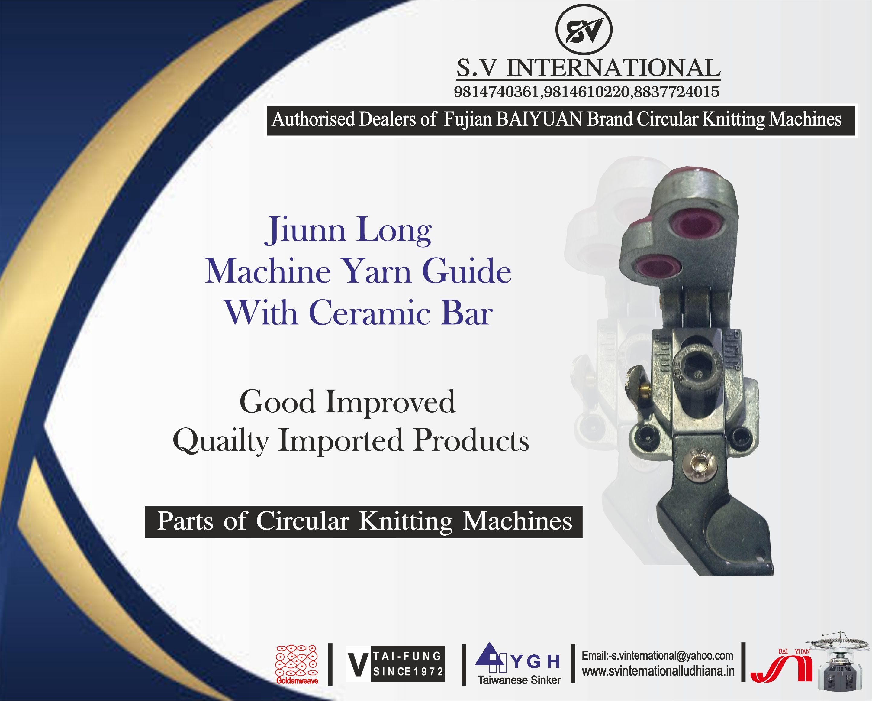 Jiunn Long Machine Yarn Guide Feeder With Ceramic Bar