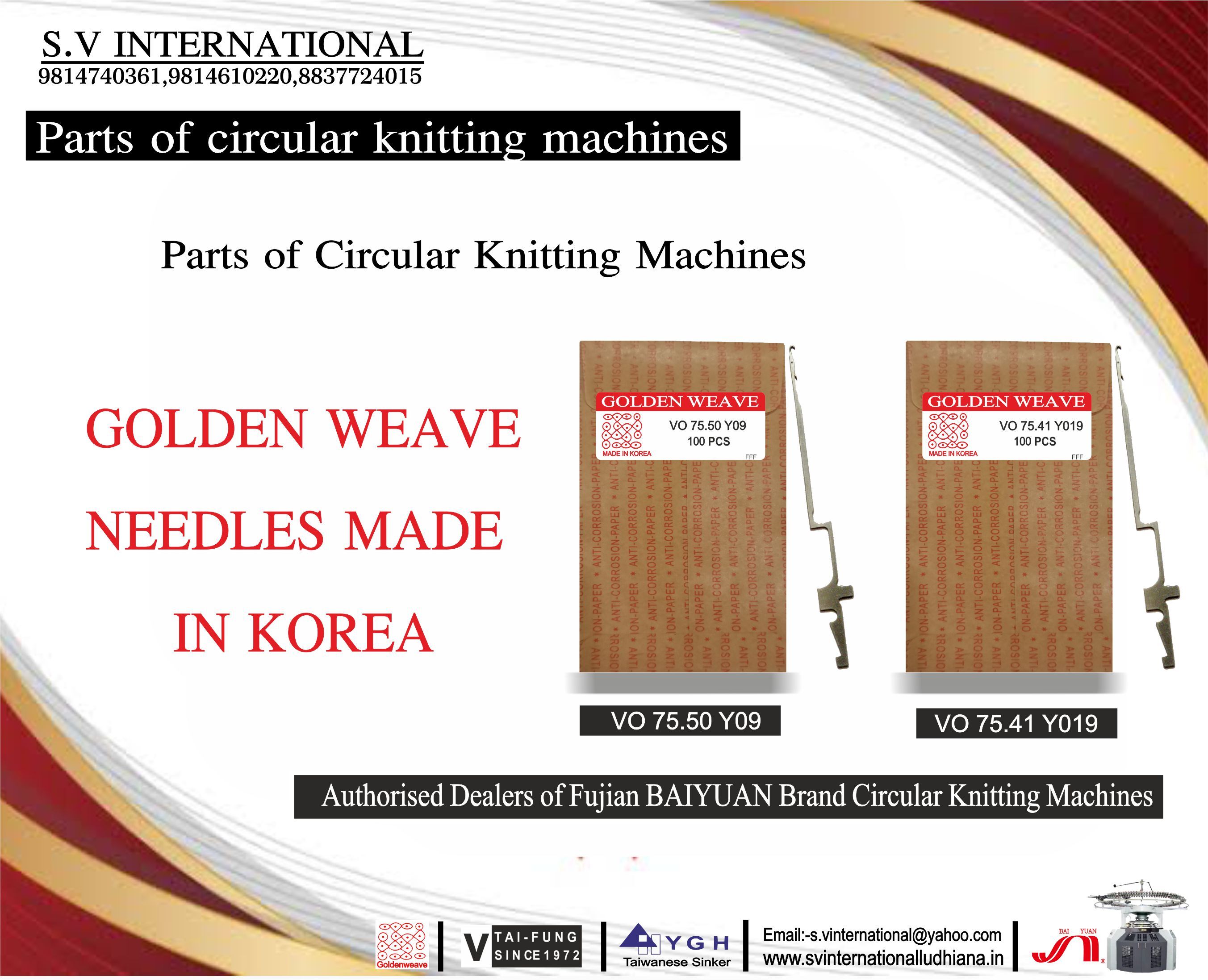 Vo 75.50 Y09 Vo 75.41 Y019 - Golden Weave Brand Needles