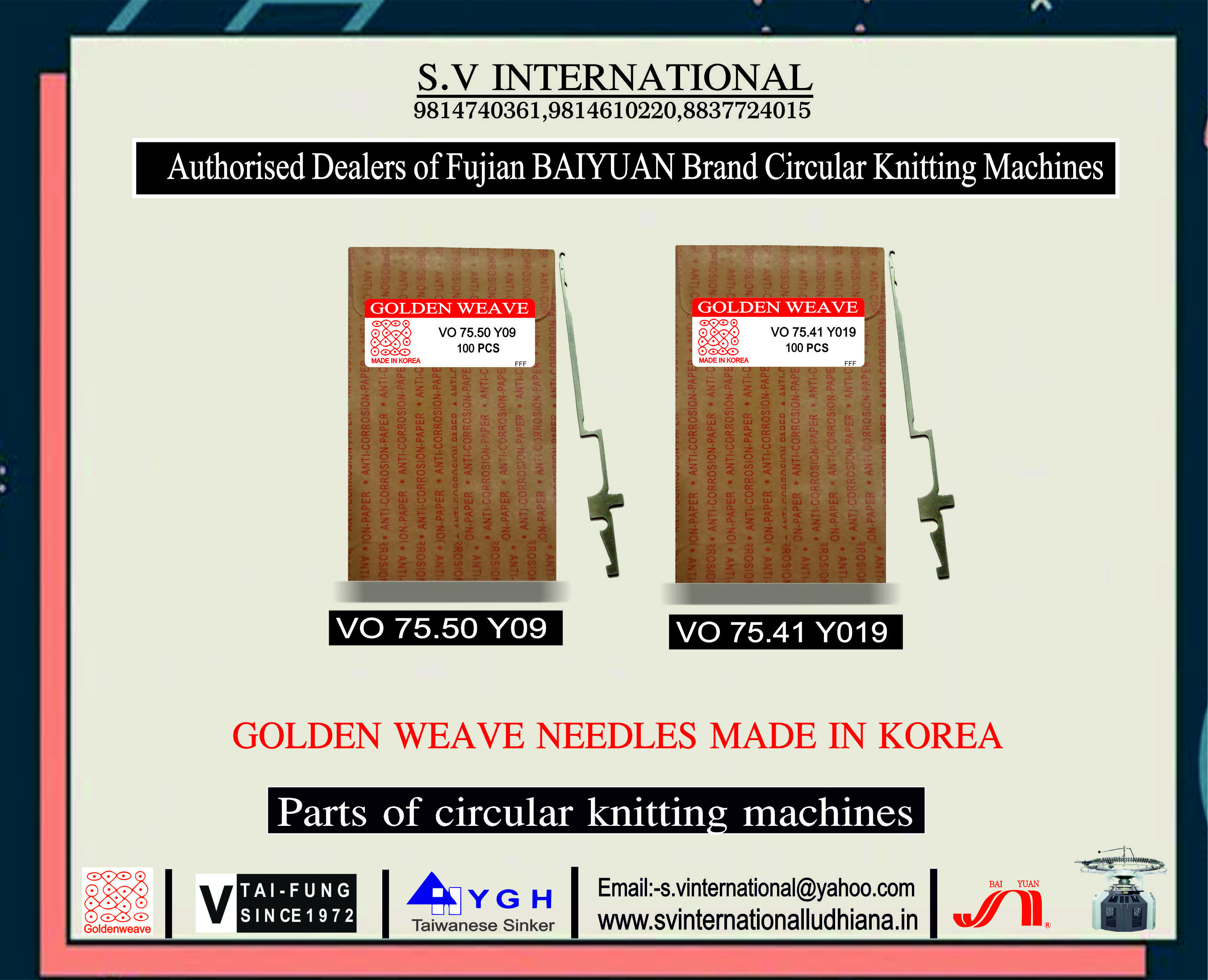 Vo 75.50 Y09 Vo 75.41 Y019 - Golden Weave Brand Needles