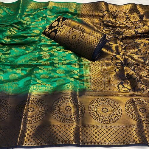 Monika Green Nylon Silk Saree