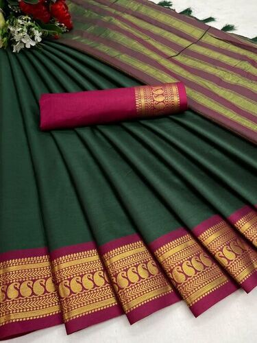 Mango Butti Green Cotton Silk Saree