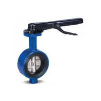Blue Manual Wafer Butterfly Valve