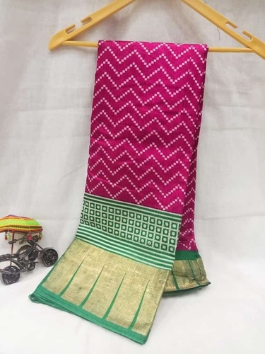 MargiSaree - Cotton Fabric with Foil Print Work, Pink Casual Saree for All Seasons