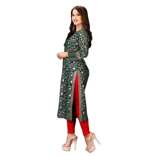 Satin Slub Rayon Kurti