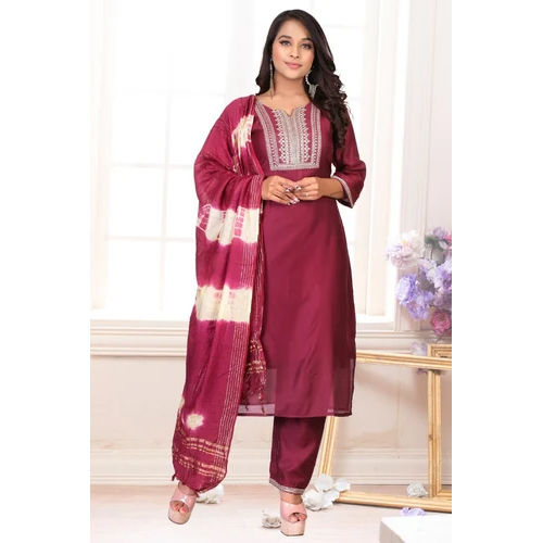 Chanderi Silk Straight kurti with paint & Dupatta Size XL XXL at Rs 350 in  New Delhi