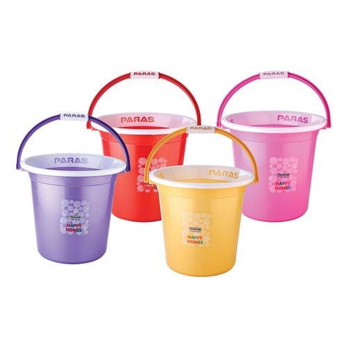 Multicolor Happy Home Round Plastic Bucket