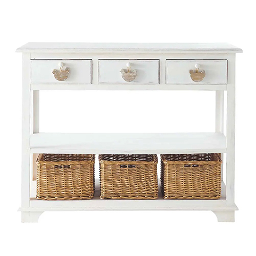White Console Table With 3 Drawer