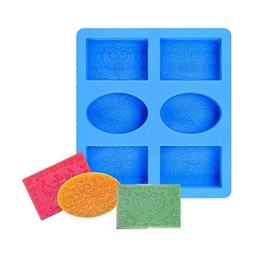 Blue 6 Cavities Silicone Soap Moulds