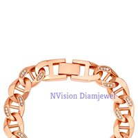 Mens Rose Gold Cuban Natural Diamond Bracelet