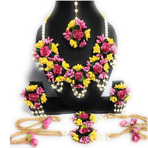 Indian Floral Jewelry Designer Yellow Pink Jewelry