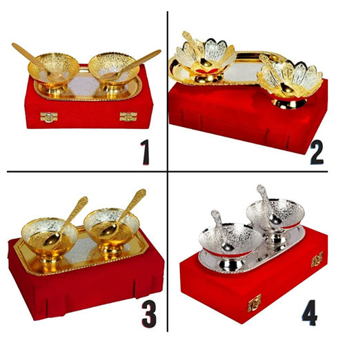 Gold Silver Plated Bowl Set - Color: Golden