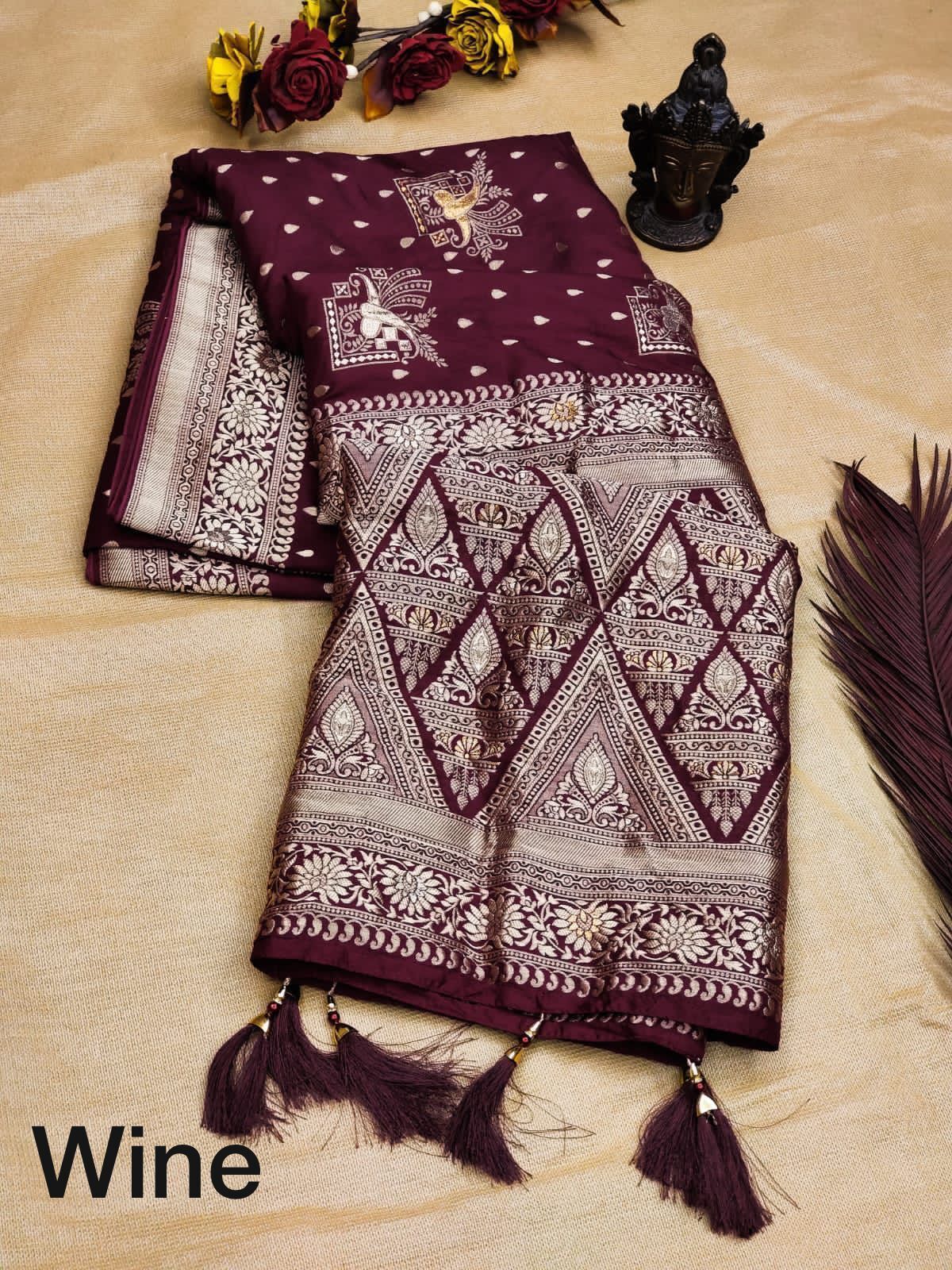 Ruhi Purple Pure Dola Silk Saree