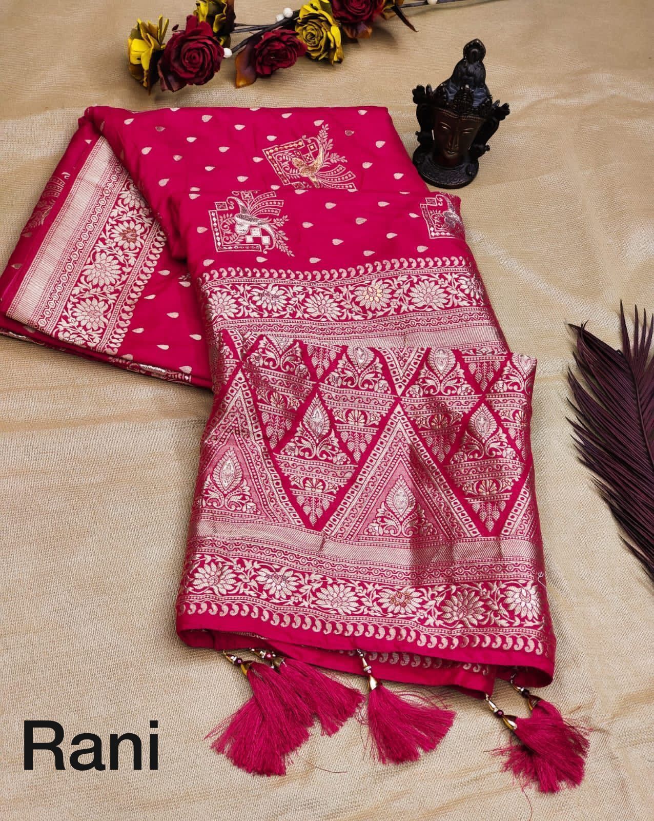 Ruhi Pink Pure Dola Silk Saree