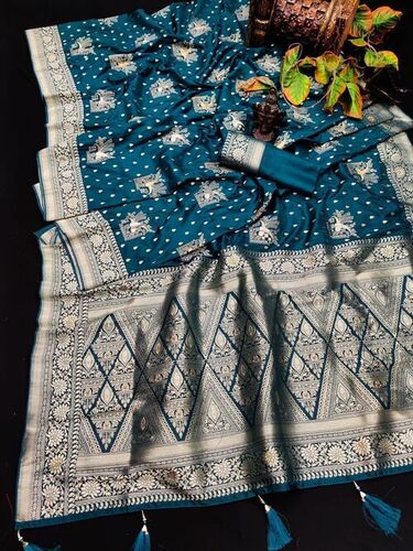 Ruhi Blue Pure Dola Silk Saree