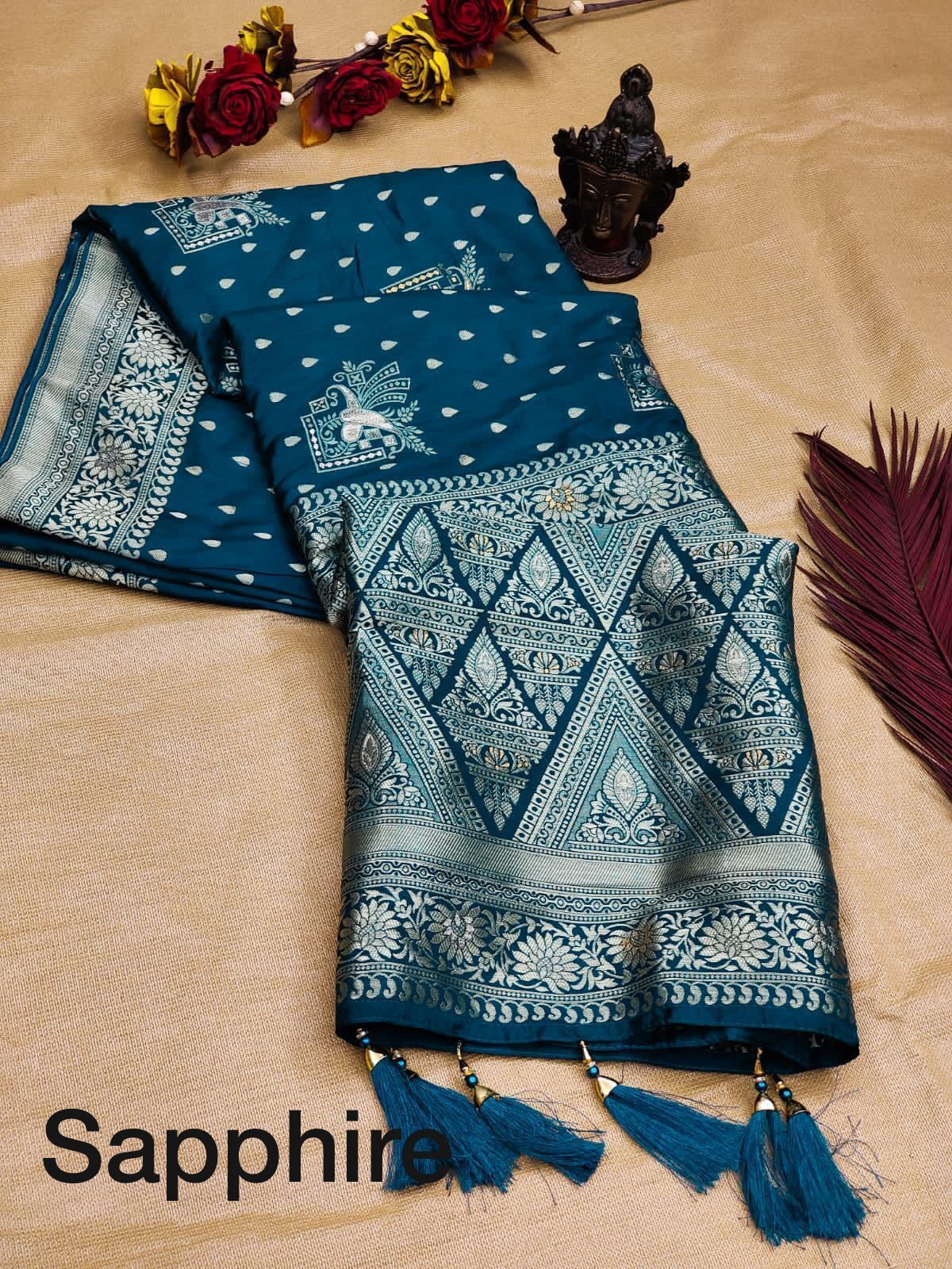 Ruhi Blue Pure Dola Silk Saree