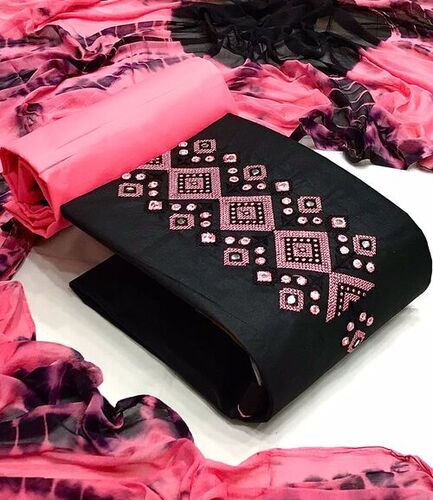 Riva Black Cotton Dress Material