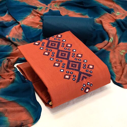 Riva Orange Cotton Dress Material