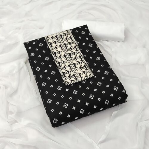 Siya Black Slub Cotton Dress Material
