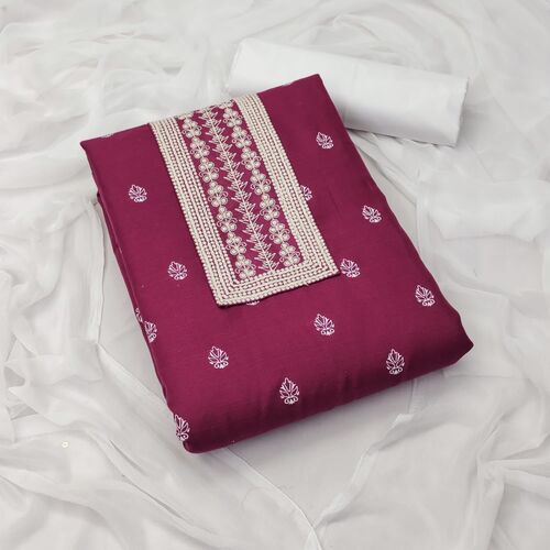 Siya Purple Slub Cotton Dress Material