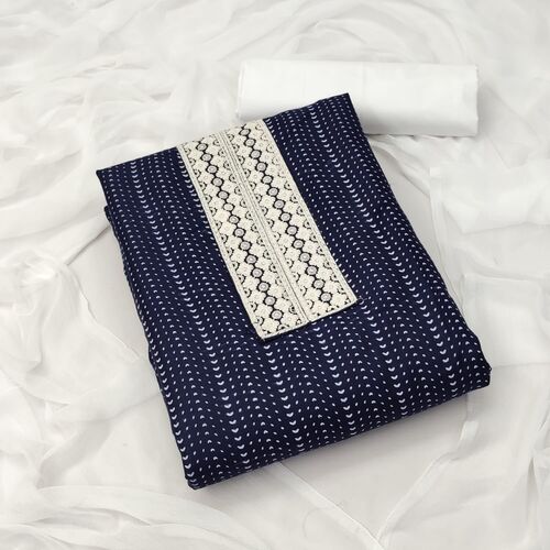 Siya Blue Slub Cotton Dress Material