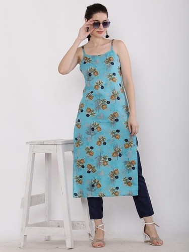 Washable Lopa Sky-Blue Cotton Kurti