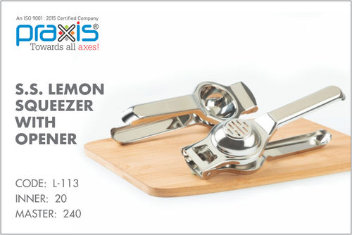 Silver S.S. Lemon Squeezer With Opener