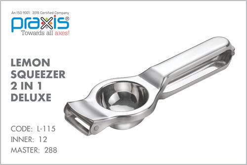 Silver Lemon Squeezer 2 In 1 Deluxe Stainless Steel