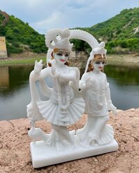 Radha Krishna White Marble Statue