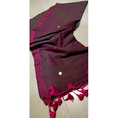 Different Available Maroon Dual Tone Gini Khadi Saree